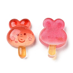 蓄光樹脂カボション  ウサギのロリポップ  ミックスカラー  28.5x19.5x8mm&nbsp;X-CRES-M020-04