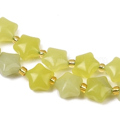 天然石レモンジェイド翡翠ビーズ連売り  チャンキースター  シードビーズで  9~9.5x10x6mm  穴：0.8~0.9mm  約35個/連  14.72~15''（37.4~38.1センチメートル）&nbsp;G-Z080-A14-10mm