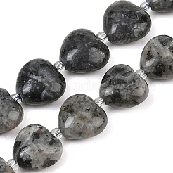 天然石ラブラドライトビーズ連売り  ハート  11~11.5x12x6mm  穴：1.1mm  約36個/連  15.35インチ（39cm）&nbsp;G-B022-32C-A