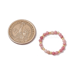 女性用天然ロードナイトビーズストレッチリング  ガラスシードビーズで  多面カットラウンド  内径：19mm&nbsp;RJEW-JR00868-09