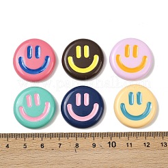 オペーク樹脂カボション  笑顔とフラットラウンド  ミックスカラー  25.5x6mm&nbsp;RESI-K030-04