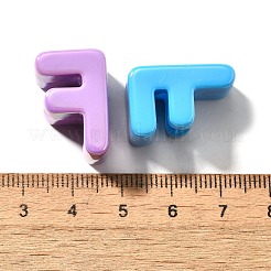 UVメッキ不透明アクリルヨーロピアンビーズ  大きな穴の開いた虹色のビーズ  虹色の  文字L  文字F  18.5~22.5x12~20x13~14mm  穴：6mm&nbsp;SACR-Z007-01F