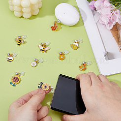 10 個のプラスチックモバイル防塵プラグ  合金エナメルペンダント付き  ミツバチ/花  ミックスカラー  28~40mm  10個/セット&nbsp;HJEW-WH00149