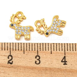 クリスマステーマの真鍮製クリアキュービックジルコニアペンダント  羊  18KGP本金メッキ  11x9x2mm  穴：1.2mm&nbsp;KK-N254-28G