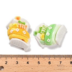 樹脂カボション  花のあるベッド  ミックスカラー  27.5x26x10mm&nbsp;CRES-S369-08