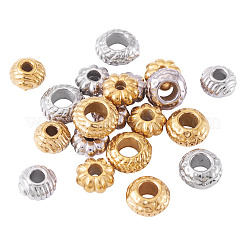 20個 10スタイル 304ステンレススチール波形ビーズ  混合図形  ミックスカラー  6.5~8x6~8x3~4.5mm  穴：1.2~4mm  2個/スタイル&nbsp;STAS-TA0003-14