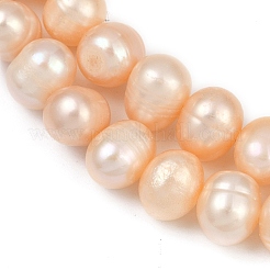 天然養殖淡水パールビーズ連売り  ポテト  グレード2a++  ピンク  7~8mm  穴：0.7mm  約54~55個/連  14.09~14.37インチ（35.8~36.5cm）&nbsp;PEAR-I007-07X-06B