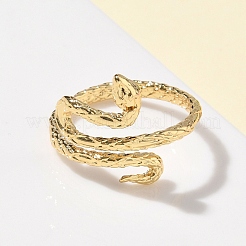 真鍮製カフリング  ヘビ  カドミウムフリー＆鉛フリー  ラックめっき  長持ちメッキ  18KGP本金メッキ  18mm  usサイズ7 3/4(17.9mm)&nbsp;RJEW-Z101-03G