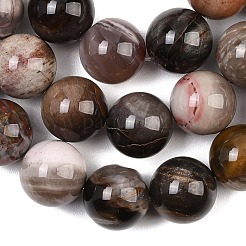 天然石ペトリファイドウッドビーズ連売り  ラウンド  ココナッツブラウン  16~16.5mm  穴：1.6mm  約24~25個/連  15.35~15.94インチ（39~40.5cm）&nbsp;G-L648-A03-16mm-02