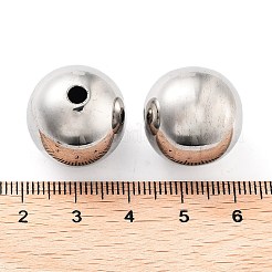 変色しない201ステンレススチールビーズ  ラウンド  ステンレス鋼色  18.5x18mm  穴：3mm&nbsp;STAS-Z057-23B