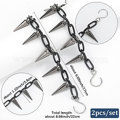 真鍮と合金の靴チェーン2個  ステンレススチール製のS字フッククラスプ付き  ガンメタ色  220mm&nbsp;HJEW-SP00014