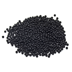 Fgb 12/0グレードAラウンドガラスシードビーズ  不透明なつや消しスタイル  ブラック  2x1.5mm  穴：0.8mm  約30000個/袋&nbsp;SEED-Q008-M748