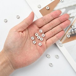 鉄クリスタルラインストーンスペーサービーズ  グレードB  ロンデル  波エッジ  銀  8x3.5mm  穴：1.8~2mm&nbsp;RB-A008-8MM-S