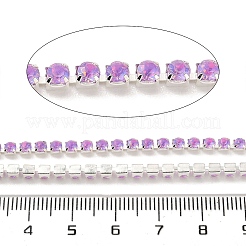 鉄ラインストーンカップチェーン  スプールで  銀  スミレ  3x3x2.5mm  約10ヤード/ロール&nbsp;CH-A008-02I