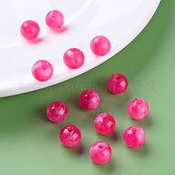 アクリルビーズ  天然石風  ラウンド  濃いピンク  10mm  穴：1.6mm  約1000個/500g&nbsp;MACR-S375-001C-07