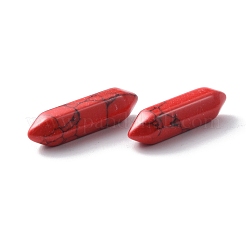 合成ターコイズファセット  二重終端点  穴なし/ドリルなし  染め  レッド  31.5x9x8mm&nbsp;FIND-WH0155-040K