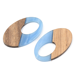 樹脂＆ウォールナットウッドペンダント  オーバル  ミックスカラー  35.5x21.5x3mm  穴：16x10mm&nbsp;RESI-S389-005A