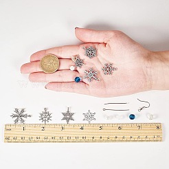 DIYピアス作り  チベットスタイルの合金のペンダント付き  ガラスビーズ  真鍮のピアスフック  アイアイピンとアイアンヘッドピン  スノーフレーク  ミックスカラー  11x7x3cm&nbsp;DIY-SC0004-48