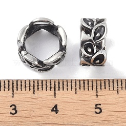 316サージカルステンレスビーズ  大穴ビーズ  葉  アンティークシルバー  11.5x6mm  穴：8mm&nbsp;STAS-P362-24AS