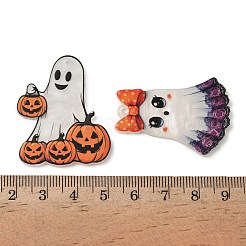ハロウィン不透明プリントアクリルパーツ  ゴースト  混合図形  39~41x27.5~35x2.5mm  穴：2mm&nbsp;OACR-Z032-01