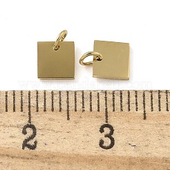 イオンプレーティング（IP）304ステンレススチールチャーム  丸カン付き  スクエアチャーム  14KGP本金メッキ  5x5x1mm  穴：2mm&nbsp;STAS-B075-13G