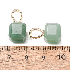 天然石グリーンアベンチュリンペンダント  金色の真鍮製ペンダントバチカンが付いた、ファセットカットのキューブ型チャーム  19~20x9.5~10.5x9.5~10.5mm  穴：6.5x4mm&nbsp;GG-CBAE2A3-01G-04
