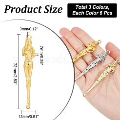 18色合金製耳かき3個  女性たち  ミックスカラー  7.2x1.3x0.7cm  穴：3mm  6個/カラー&nbsp;MRMJ-HY0002-45