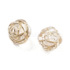 メタル入り透明アクリルビーズ  黄金メッキ  ローズ  ゴールド  10x10x10mm  穴：1mm  約1000個/500g&nbsp;MACR-M045-05