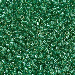 MIYUKIデリカビーズ  シリンダー  日本製シードビーズ  11/0  （db0916)輝くグリーンの裏地付きチャート  1.3x1.6mm  穴：0.8mm  約2000PCS /ボトル  10 G /ボトル&nbsp;SEED-JP0008-DB0916