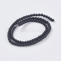 合成ブラックストーンビーズ連売り  ラウンド  艶消し  ブラック  4mm  穴：1mm  約93個/連  14.6インチ&nbsp;X-G-G508-6