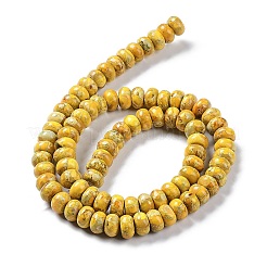 ナチュラルインペリアルジャスパービーズ連売り  染め  ロンデル  ゴールド  8x5mm  穴：0.7mm  約80~84個/連  15.94~16.14インチ（40.5~41cm）&nbsp;G-C034-01E