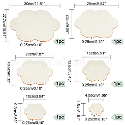 木製ブランクプレートセット  花  モカシン  4.6~27.7x4.95~30x0.25cm  6個/セット&nbsp;DIY-WH0016-66