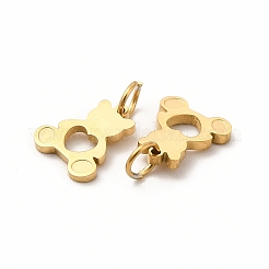 イオンプレーティング（IP）304ステンレスペンダント  丸カン付き  クマ  14KGP本金メッキ  8x7x1mm  穴：2mm&nbsp;STAS-E185-29G