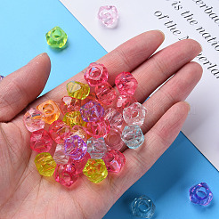 クリアアクリルヨーロピアンビーズ  大穴ビーズ  多面カット  ミックスカラー  13x8mm  穴：6mm&nbsp;X-MACR-S373-56B