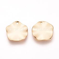 真鍮チャーム  ニッケルフリー  18KGP本金メッキ  ツイストフラットラウンド  ゴールドカラー  16x15x1.5mm  穴：1mm&nbsp;KK-R037-209G