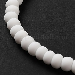 手作りのつや消し磁器ビーズ  フラットラウンド  ホワイト  4x3mm  穴：0.8mm  約134個/連  15.55インチ（39.5cm）&nbsp;PORC-E017-01P