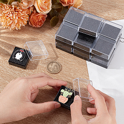 プラスチックバッジ収納ボックス  バッジギフトケース（黒いスポンジ付き）  正方形  34x34x23mm&nbsp;CON-WH0086-121C