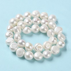 天然養殖淡水パールビーズ連売り  研磨両側  グレード5 A  パパイヤホイップ  11~12x7~8.5mm  穴：0.5mm  約34個/連  14.17インチ（36cm）&nbsp;PEAR-E018-69