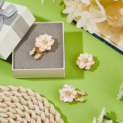 合金カフスボタン6個  花  ライトゴールド  桃パフ  24.5~25x13mm  穴：10.5x6mm&nbsp;FIND-PH0038-34E