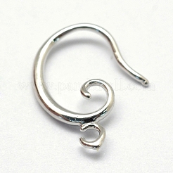 真鍮のピアスフック  水平ループ付き  プラチナ  18x12x1.5mm  穴：1.8mm  18ゲージ  ピン：1mm&nbsp;KK-S750-21P