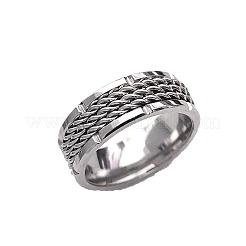 男性用304ステンレススチール製指輪  ロープツイスト  ステンレス鋼色  usサイズ10（19.8mm）&nbsp;WGF2804-01
