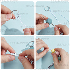 DIYジュエリーキーホルダー作りキット  シリコーン焦点ビーズを含む  アクリルビーズ、ナイロン糸  ミックスカラー  15mm  穴：2mm&nbsp;DIY-BM0002-02
