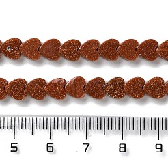 合成ゴールドストーン金砂石ビーズ連売り  ハート  6x6x2mm  穴：0.7mm  約71個/連  15.55''（39.5センチメートル）&nbsp;G-M403-A50-02B