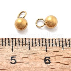 イオンプレーティング（IP）304ステンレススチールチャーム  丸いチャーム  18KGP本金メッキ  6x4mm  穴：2mm&nbsp;STAS-R138-06G-01