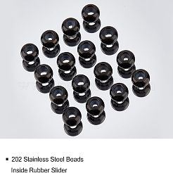 202ステンレススチールビーズ20個  プラスチック付き  スライダービーズ  ロンデル  電気泳動黒  6x3mm  穴：1.5mm&nbsp;STAS-UN0025-15