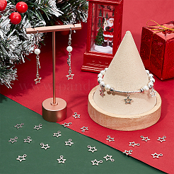 200 個のチベットスタイル合金チャーム  鉛フリー及びカドミウムフリー  クリスマスのために  スター  アンティークシルバー  12x10mm  穴：2mm  200pc&nbsp;UNKW-UN0001-20