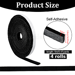 粘着フェルトテープ  ブラック  13x5mm  5 m /ロール&nbsp;DIY-WH0591-582E