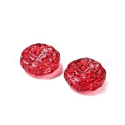 スプレー塗り透明ガラス・ビーズ  花のチャーム  レッド  15x15x6mm  穴：1.2mm&nbsp;GLAA-D038-01E