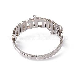 変色しない304ステンレススチール製星座オープンカフリング、女性用  山羊座  usサイズ7 1/4(17.5mm)&nbsp;RJEW-C035-01D-P