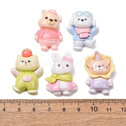 動物テーマの不透明樹脂カボション  混合図形  ミックスカラー  28~32x20~23x9~10.5mm&nbsp;RE-CBA4416-01